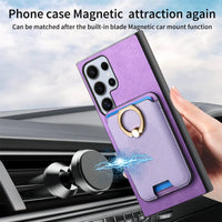 2-in-1 Magnetic Wallet Leather Case with Card Slot and Detachable Ring Holder for Samsung Galaxy S23 Series