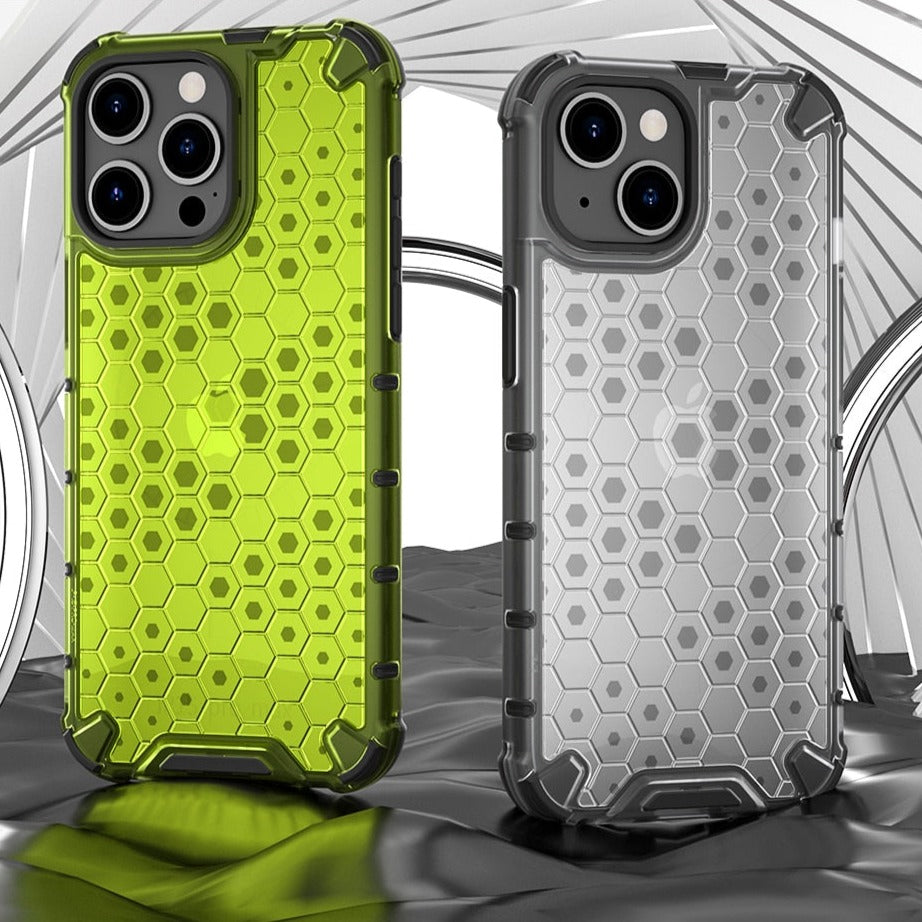 Shockproof Armor Silicone Honeycomb Phone Back Cover for iPhone 15 Series