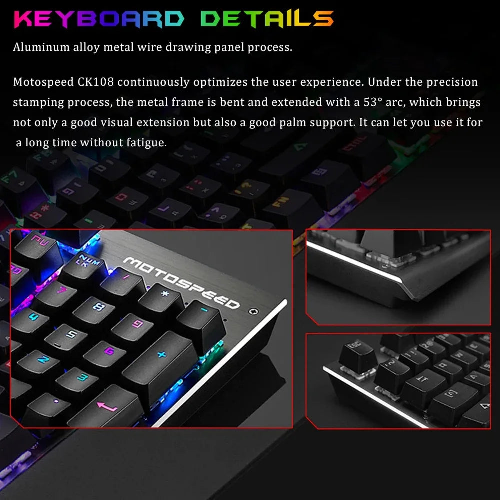 Motospeed CK108 104-Key Wired Mechanical Gaming Keyboard with RGB Backlight