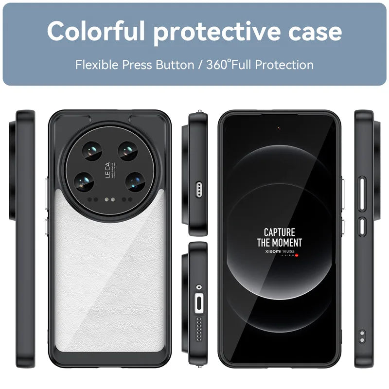 Colorful Soft Edge Silicone Transparent Bumper Case for Xiaomi 14 Ultra