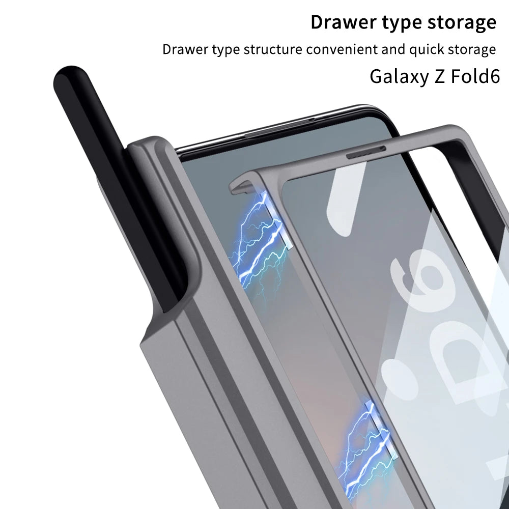 Premium Magnetic Hinge Case with Pen Holder for Samsung Galaxy Z Fold 6