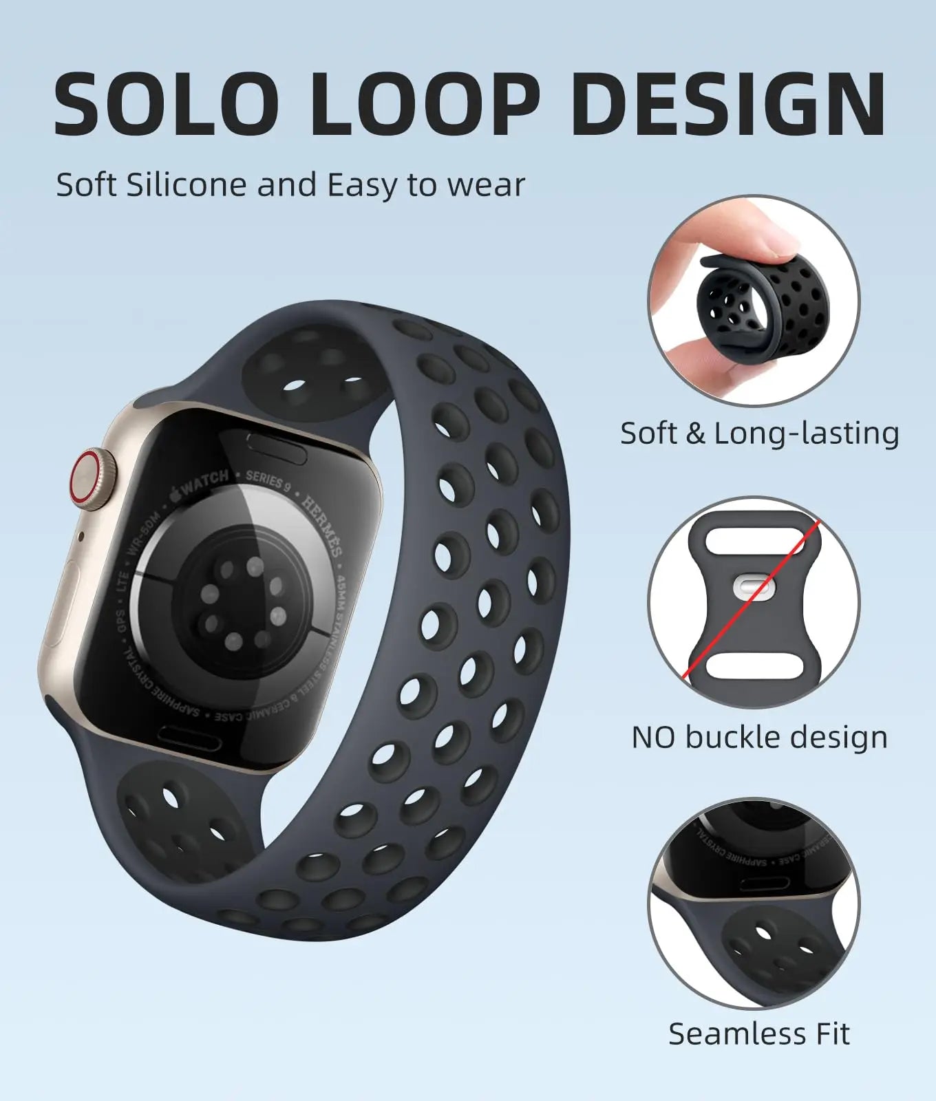 Elastic Silicone Solo Loop Band for Apple Watch