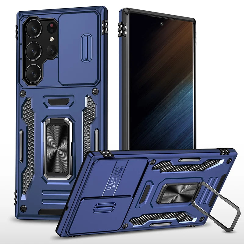 Samsung Galaxy S25 Series Armored Case with Camera Protection and Ring Holder