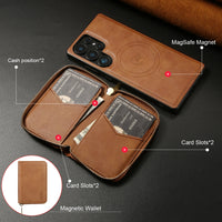 Magnetic Detachable Wallet Case for Samsung Galaxy S25 Series with Zipper and Card Slot