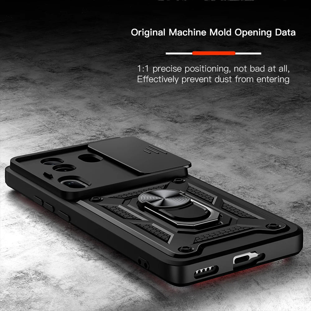 Slide Camera Protection Ring Stand Shockproof Armor Phone Cover Case for Oppo Reno 11 Series