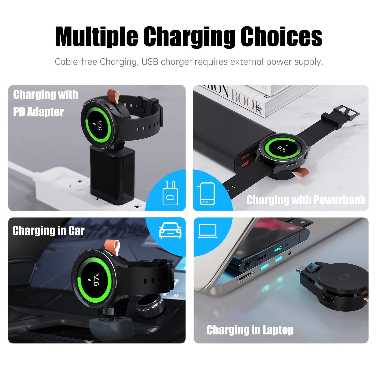 MOSHOU Magnetic Wireless Charging Dock for Samsung Galaxy Watch 6 and Galaxy Watch 6 Classic