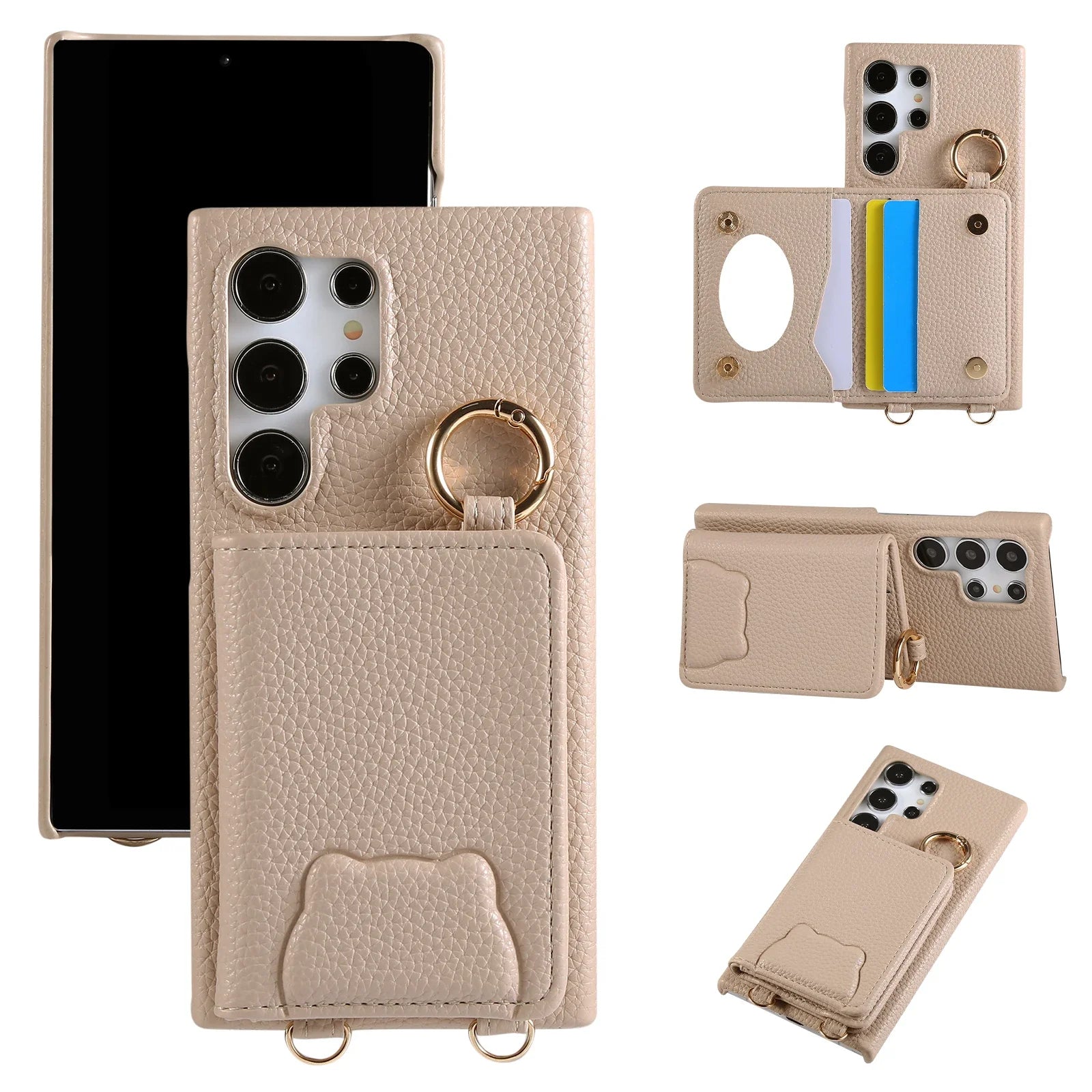 Crossbody Wallet Case with Card Slot & Mirror for Samsung Galaxy S25 Series