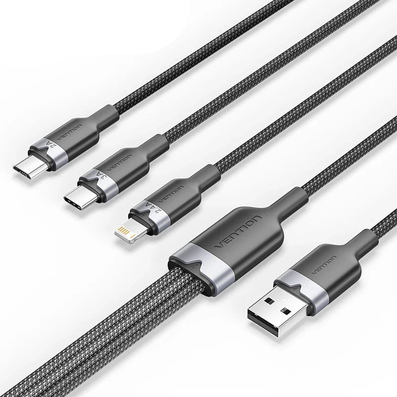 Vention 3-in-1 USB-C Cable – Versatile Charging for All Your Devices