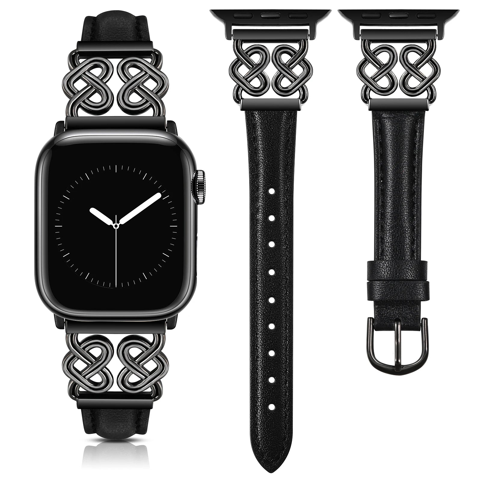 Dressy and Elegant Celtic Heart Knot Leather Band for Apple Watch