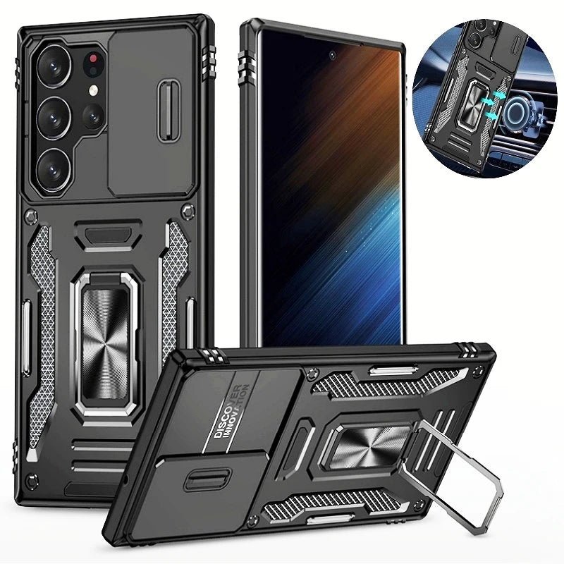 Samsung Galaxy S25 Series Armored Case with Camera Protection and Ring Holder