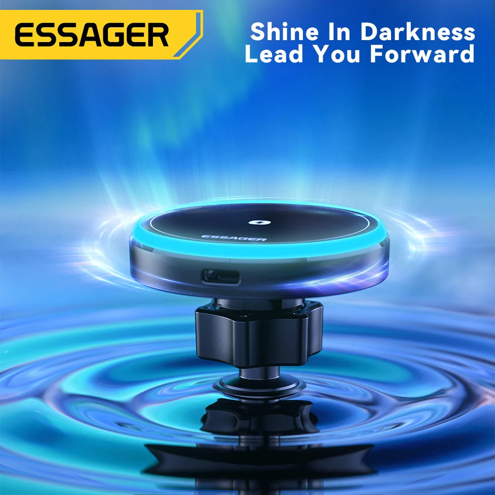 Essager Magnetic 15W Wireless Car Charger & Phone Holder with LED Light