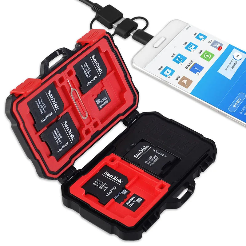 13-Slot Portable SD & Micro SD Memory Card Case