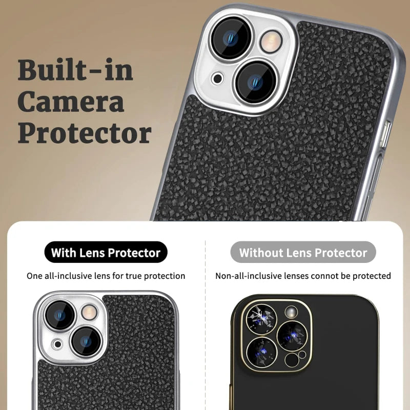 Premium Leather Rock Texture Splicing Case for iPhone 15 Series