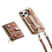 Versatile Ring Crossbody Lanyard Leather Case for iPhone 16 Series