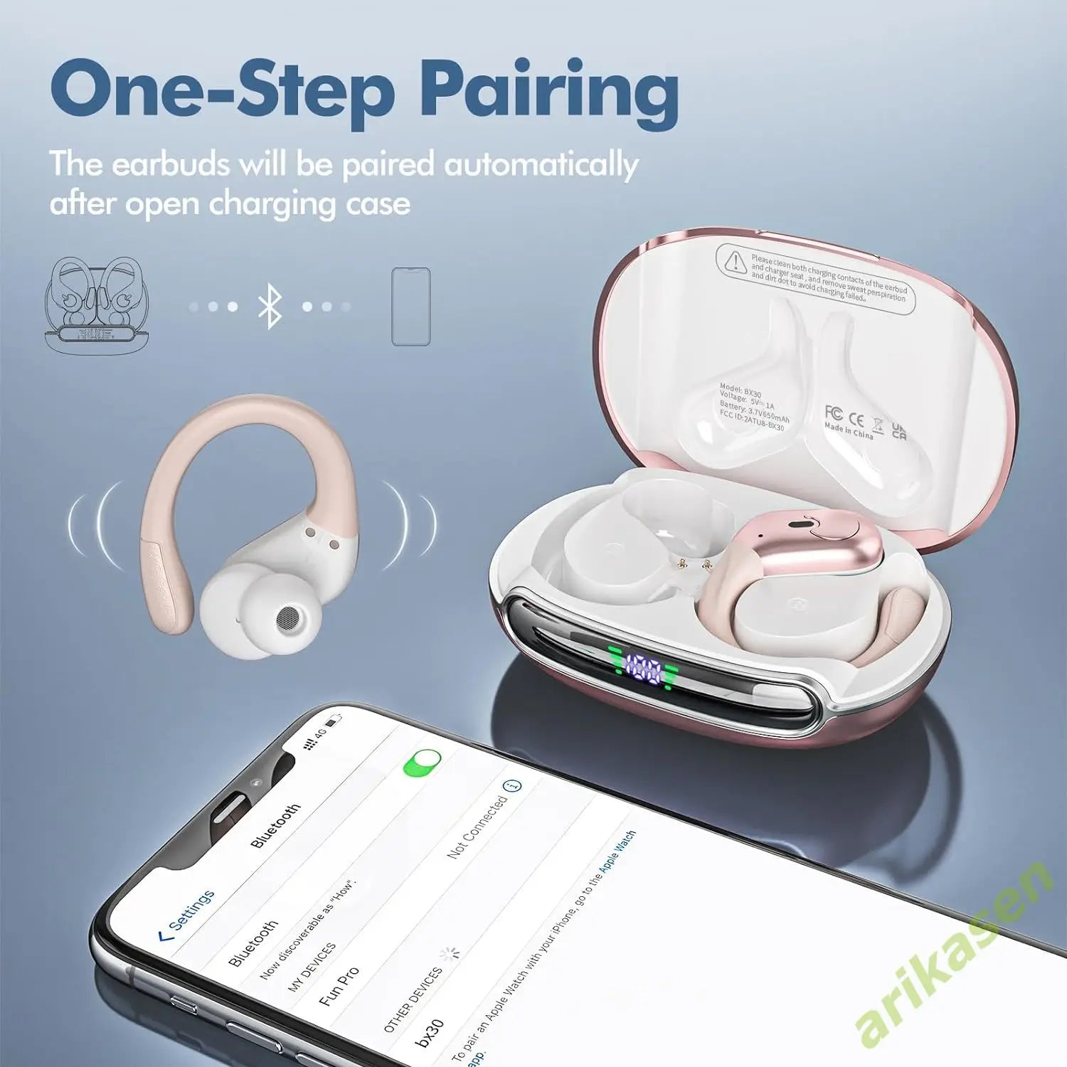 Arikasen Wireless Bluetooth TWS Earbuds with ENC Noise Reduction Mic