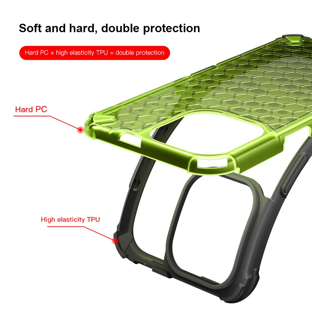 Shockproof Armor Silicone Honeycomb Phone Back Cover for iPhone 15 Series