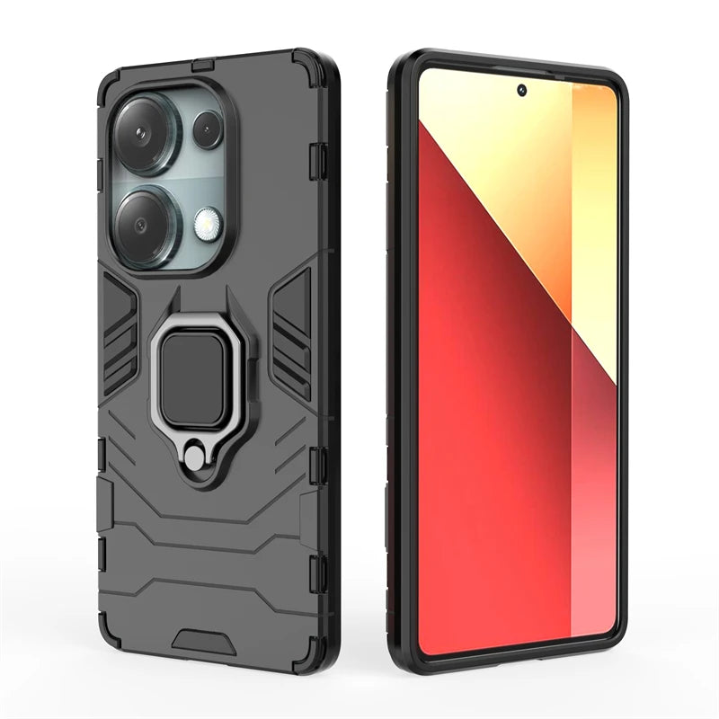 Armor Shockproof Phone Case with Metal Ring Holder for Xiaomi Redmi Note 13 Series