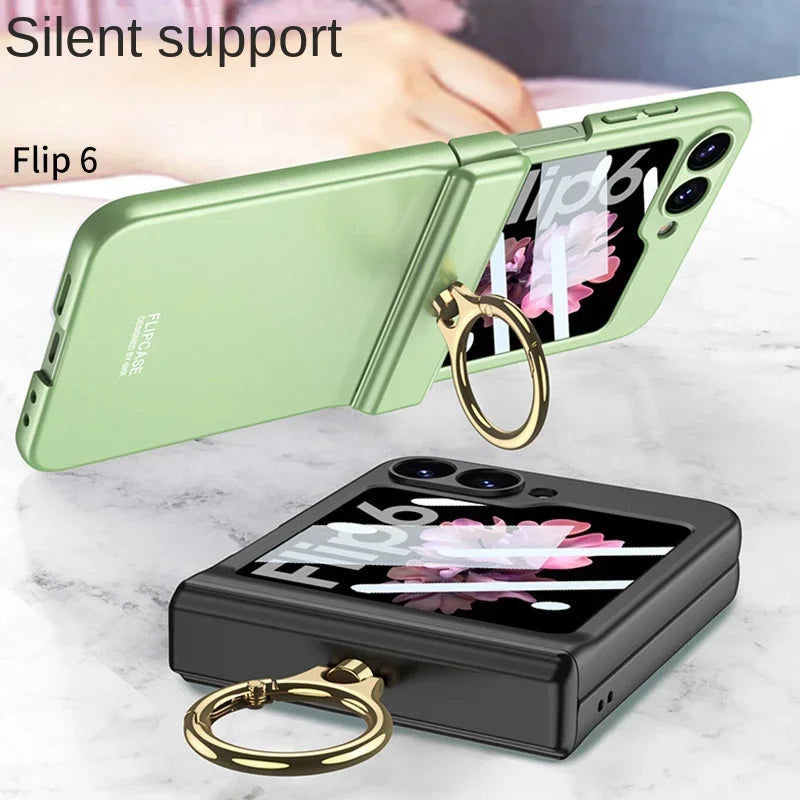 Plastic Hard Shell Phone Case with Magnetic Hinge and Film Protection for Samsung Galaxy Z Flip 6