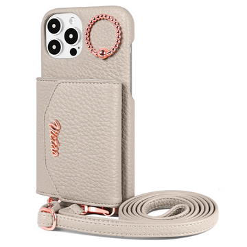 Crossbody Leather Wallet Phone Case with Card Slots and Ring Holder for iPhone 14 Series