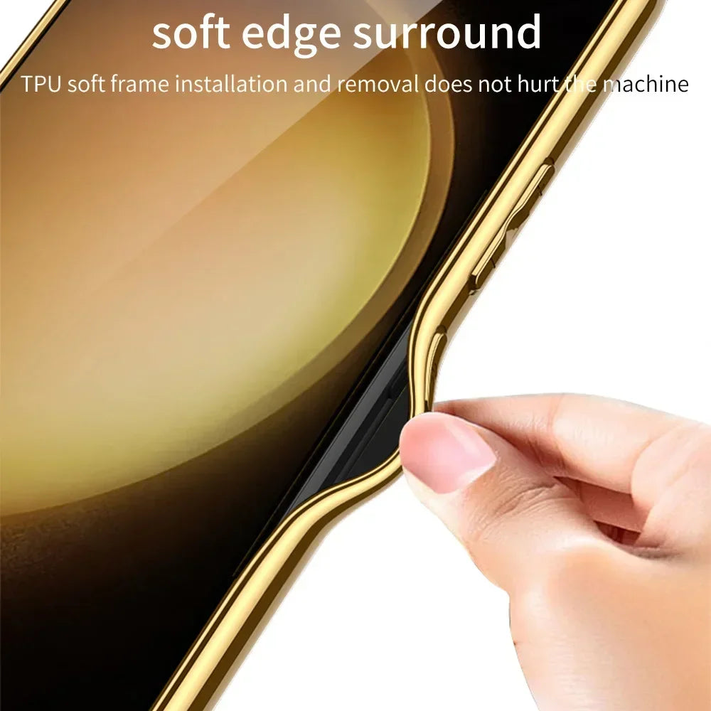 Electroplated Skin Woven Leather Phone Case for Samsung Galaxy S23 Ultra