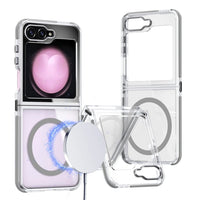 Premium Transparent Magnetic Case with Anti-Skid Bumper for Samsung Galaxy Z Flip 6