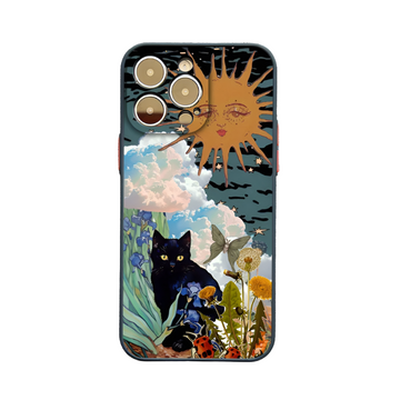 Abstract Art Cat Shockproof Back Phone Case for iPhone 15 Series