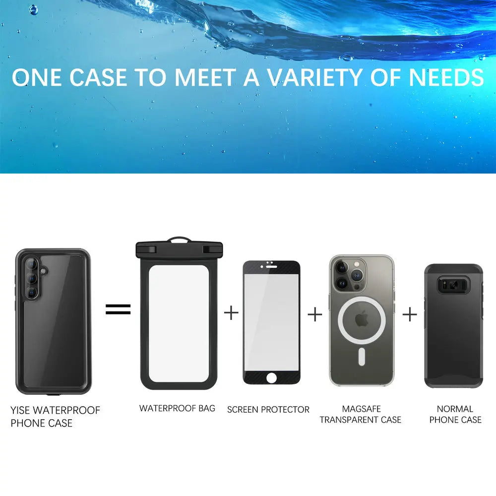 IP68 Waterproof Crystal Clear Case with 360° Protection Seal for Samsung Galaxy A55
