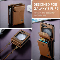 Card Slot Wallet Crossbody Lanyard Leather Case for Samsung Galaxy Z Flip 5