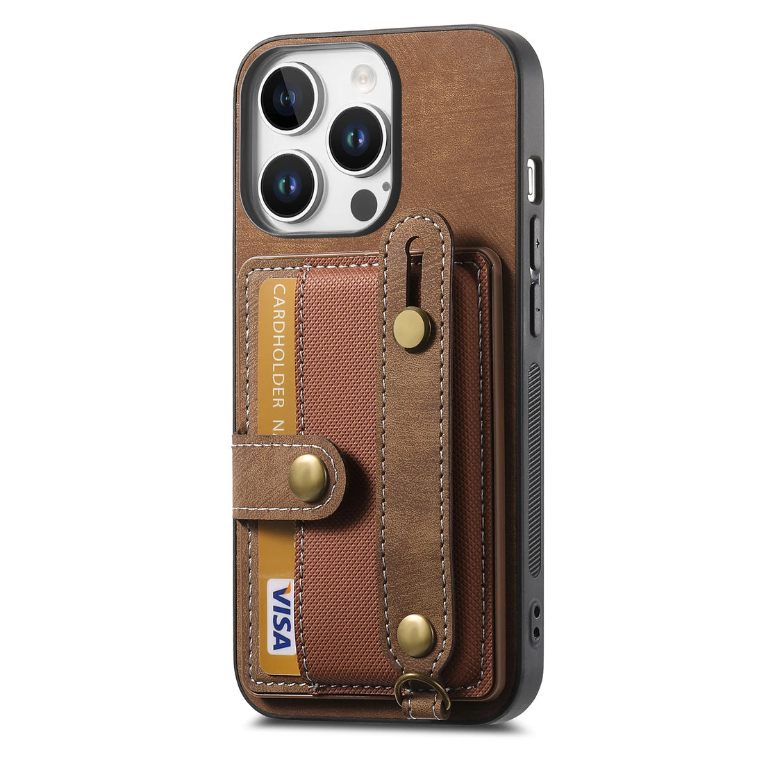 Wrist Strap Leather Wallet Case with Card Holder and Kickstand for iPhone 16 Series – Stylish & Functional