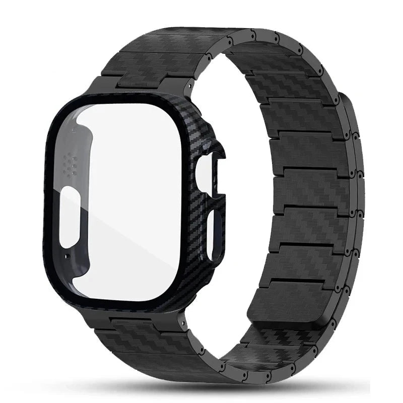 Carbon Fiber Magnetic Strap with PC Case for Apple Watch