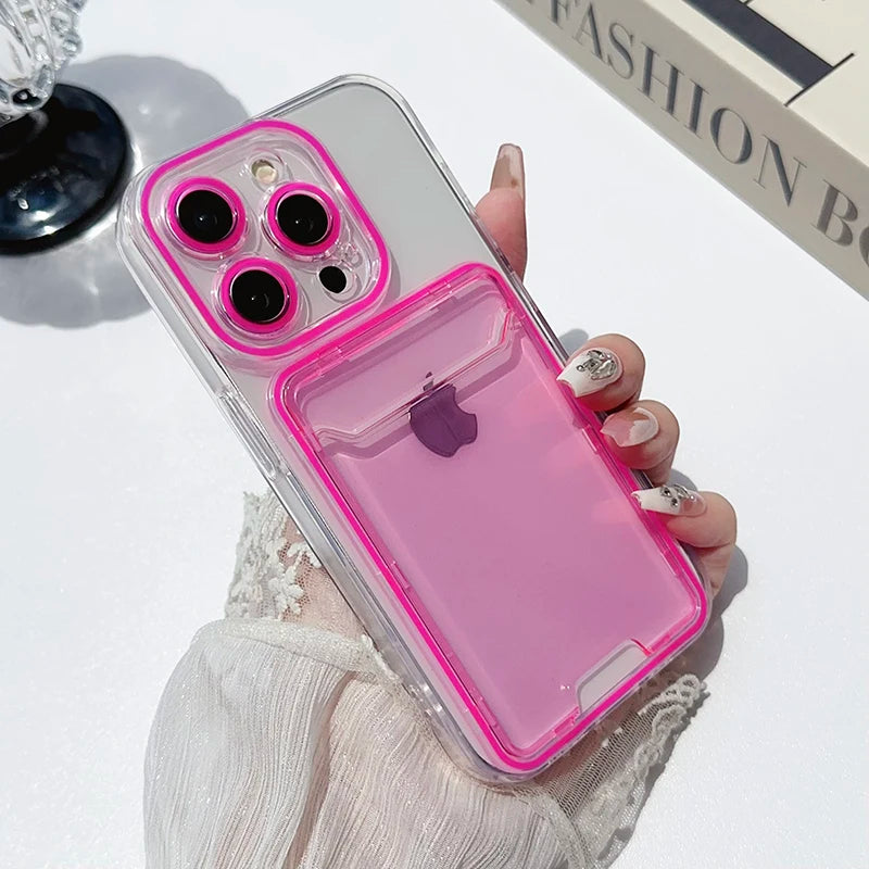 Candy Color Fashion Card Wallet Case for iPhone 15 Series