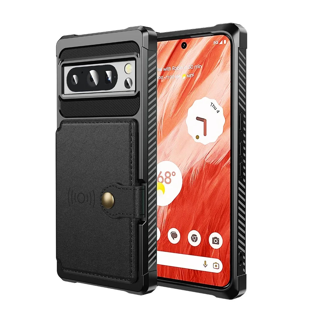 Wallet Case with Card Holder Slot and Magnetic Car Mount for Google Pixel 8 Series