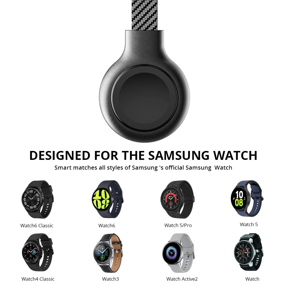 Bonola Portable Watch Charger with Braided Lanyard USB Type C Cable for Samsung Galaxy Watch 6