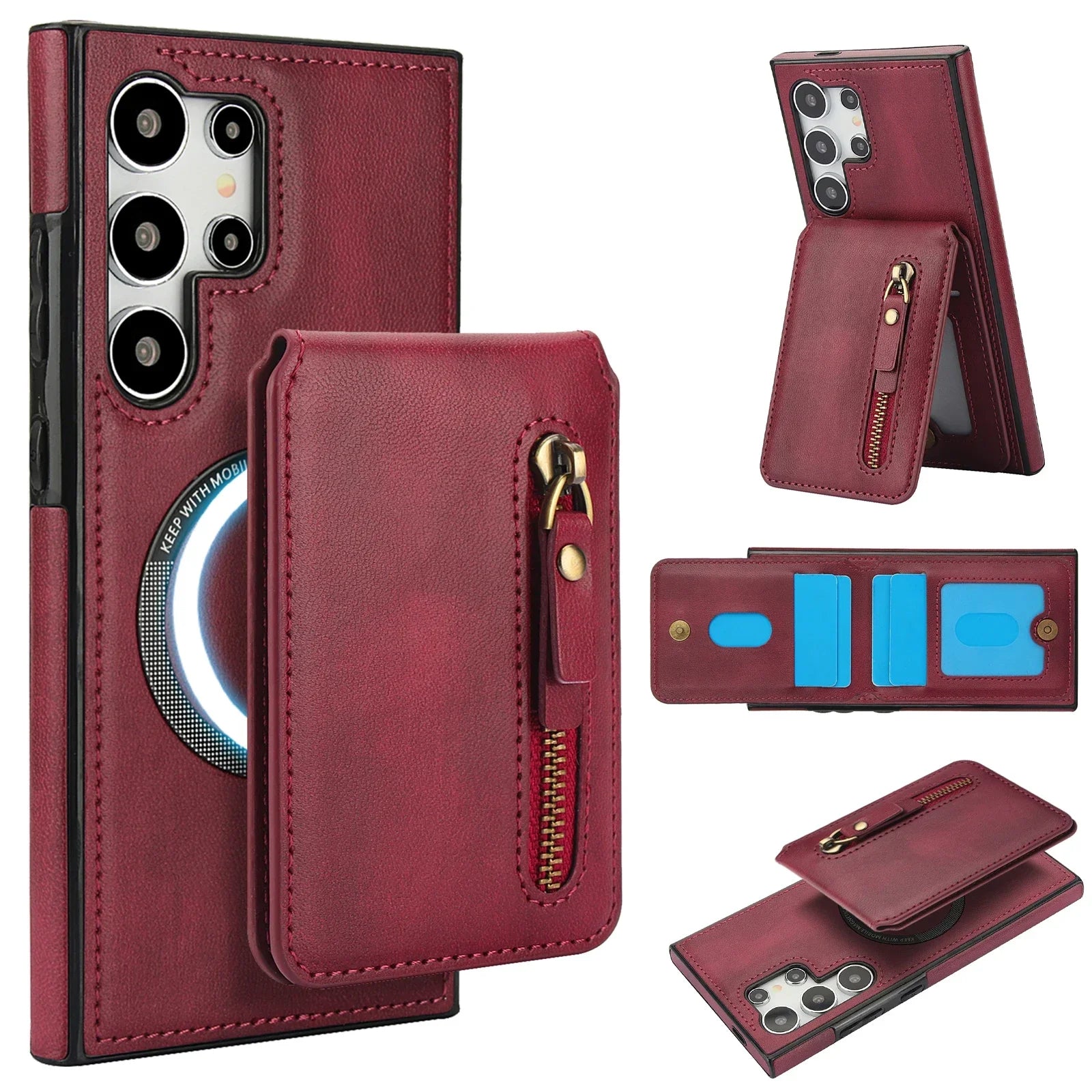 2-in-1 Magnetic Case with Detachable Card Holder & Zipper Wallet for Samsung Galaxy S24 Series