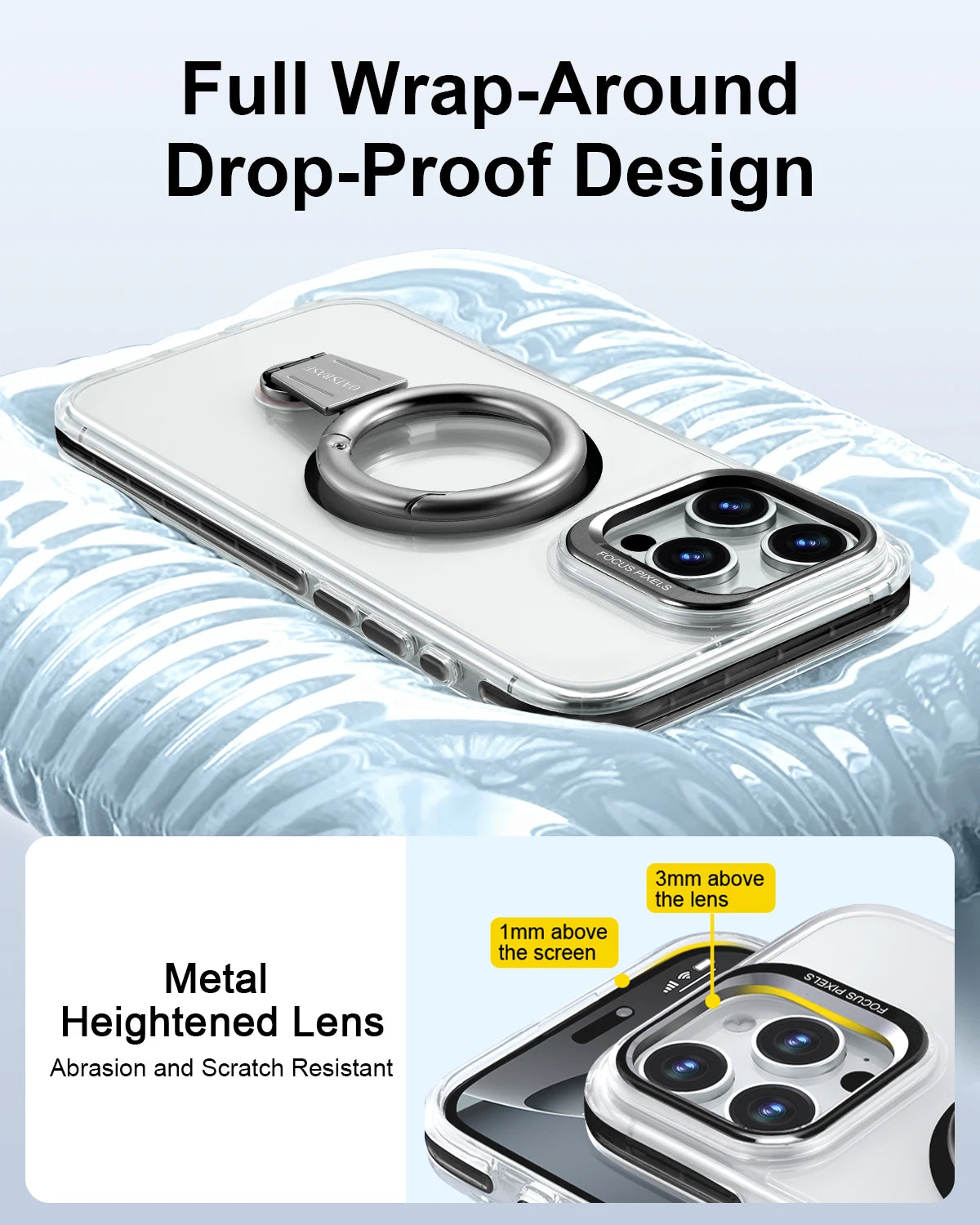 Shockproof Clear MagSafe Case with 360° Ring Stand for iPhone 16 Pro & iPhone 16 Pro Max