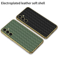 Electroplated Skin Woven Leather Phone Case for Samsung Galaxy S23 Ultra