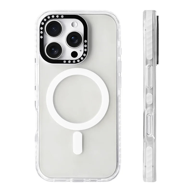 Protective MagSafe Case with Luxury Diamond Lens Cover for iPhone 16 Series