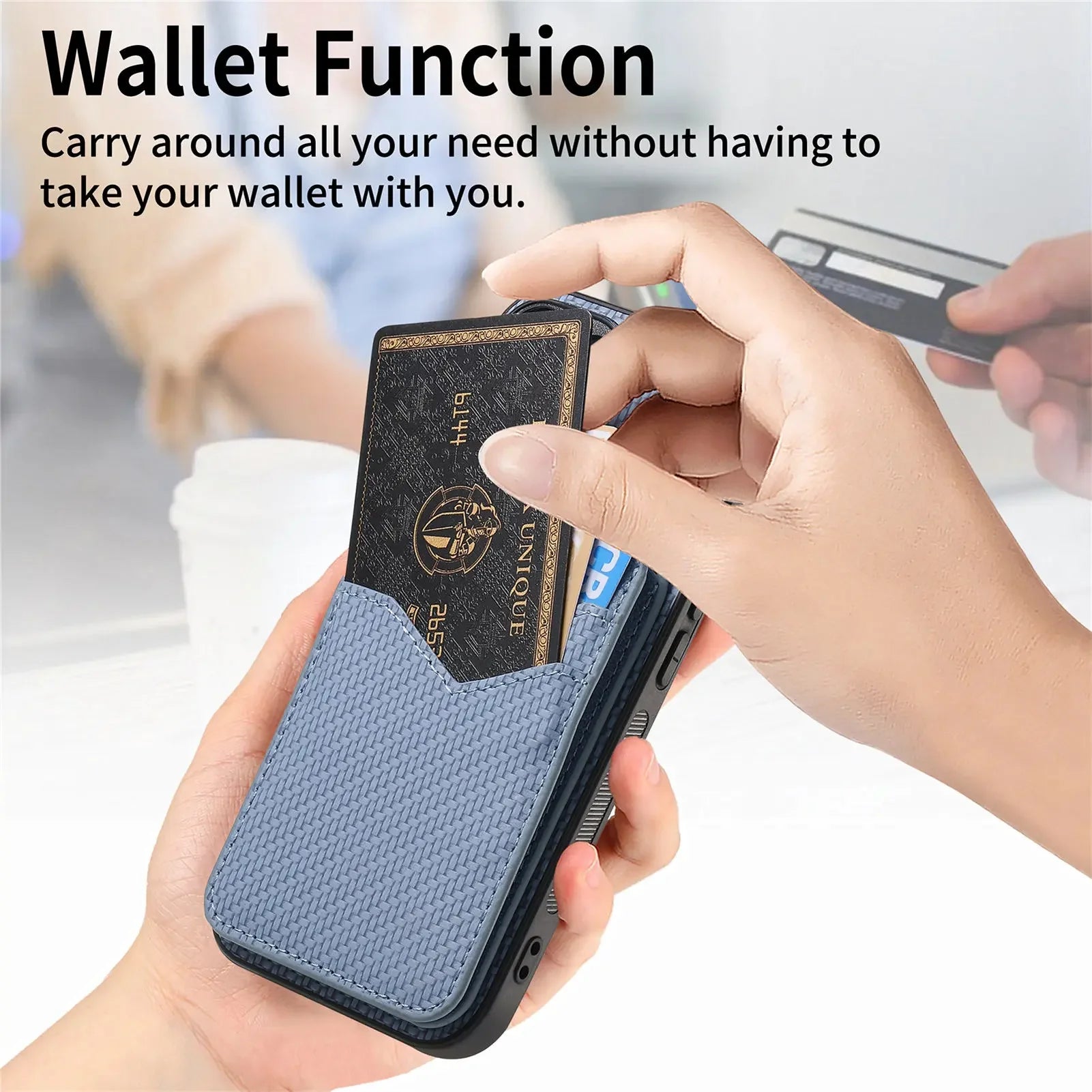 2-in-1 Detachable Carbon Fiber Wallet Case with Card Slots for iPhone 16 Series