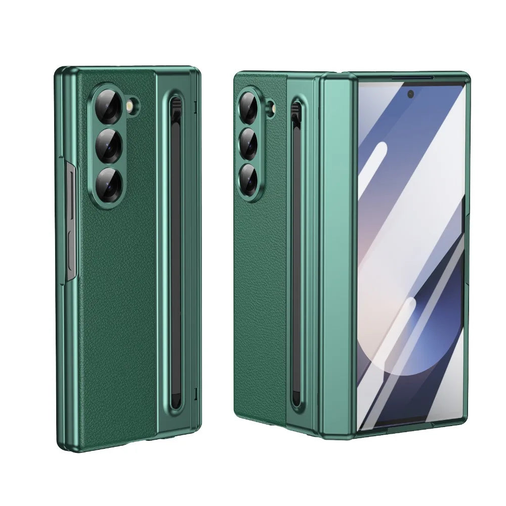 Leather Shockproof Phone Case with Pen Slot for Samsung Galaxy Z Fold 6