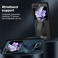 Premium Leather Wrist Strap Phone Case for Samsung Galaxy Z Flip Series