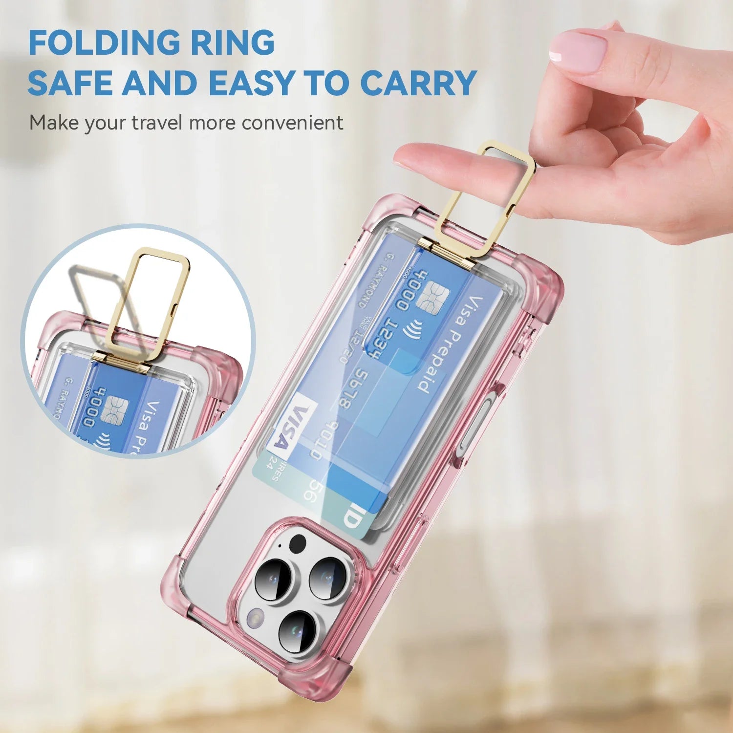 Acrylic Transparent Case with Bracket and Card Slot for iPhone 15 Series