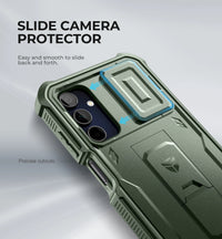 Full-Body Rugged Holster & Kickstand Shockproof Case with Built-in Screen Protector and Camera Cover for Samsung Galaxy A15