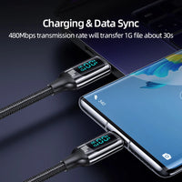 USAMS U78 100W LED Display USB-C to USB-C PD Fast Charging Cable