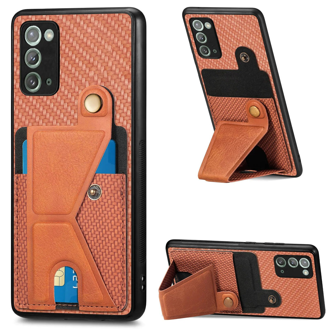 Carbon Fiber Card Bag Kickstand Wallet Case for Samsung Galaxy S23 Series