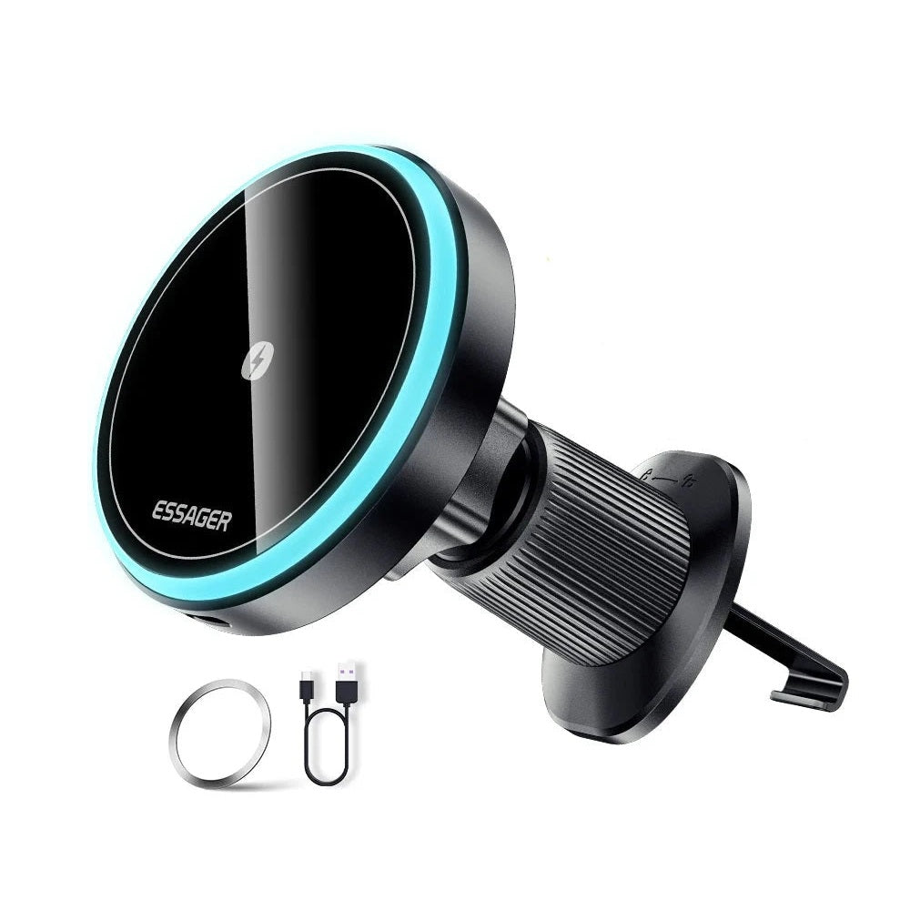 Essager Magnetic 15W Wireless Car Charger & Phone Holder with LED Light