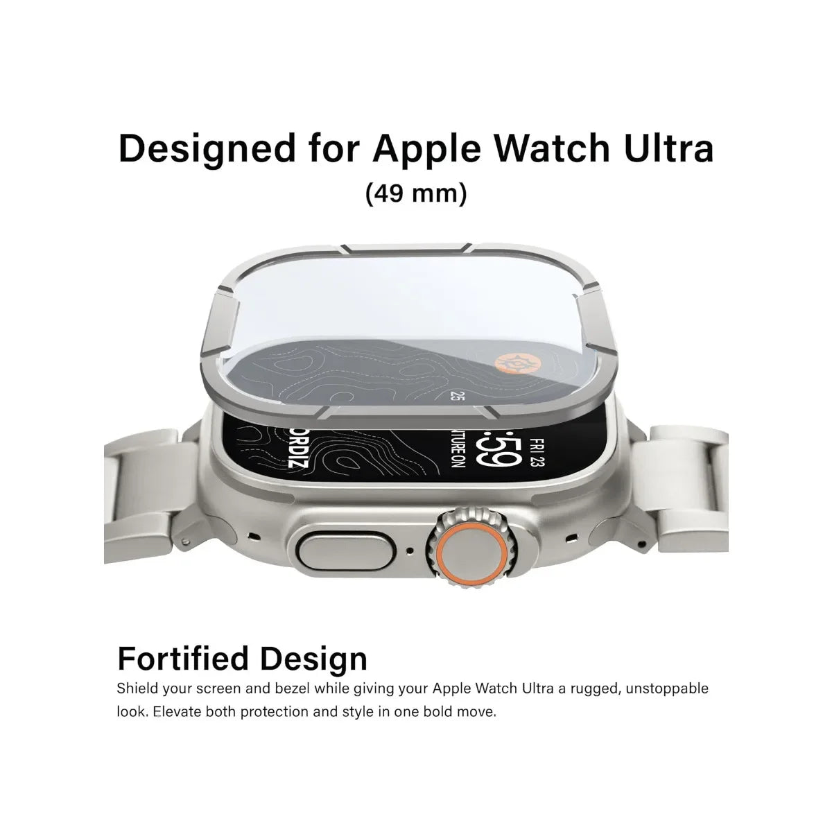 Tempered Glass Screen Protector + Metal Bumper for Apple Watch Ultra