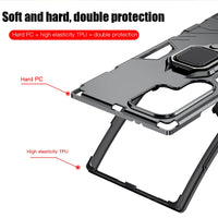 Silicone+PC Ring Stand Shockproof Armor Case for Samsung Galaxy S24 Series