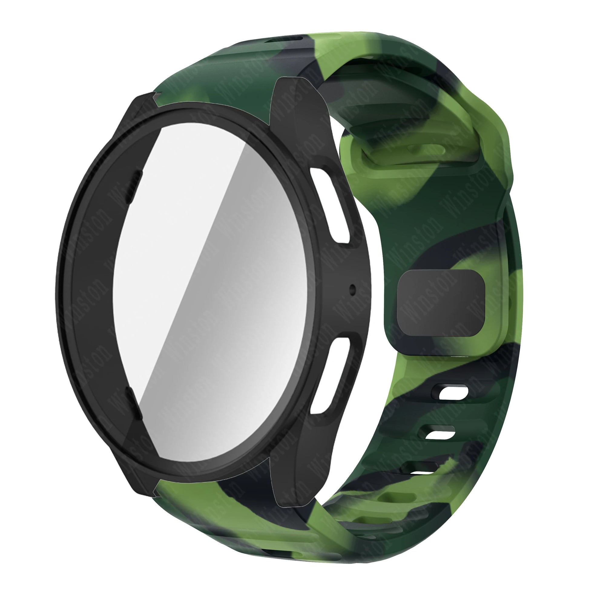 Samsung Galaxy Watch 7 Tempered Glass Case + Silicone Strap Band