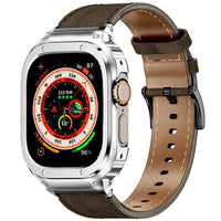 Luxury Metal Case and Leather Strap for Apple Watch