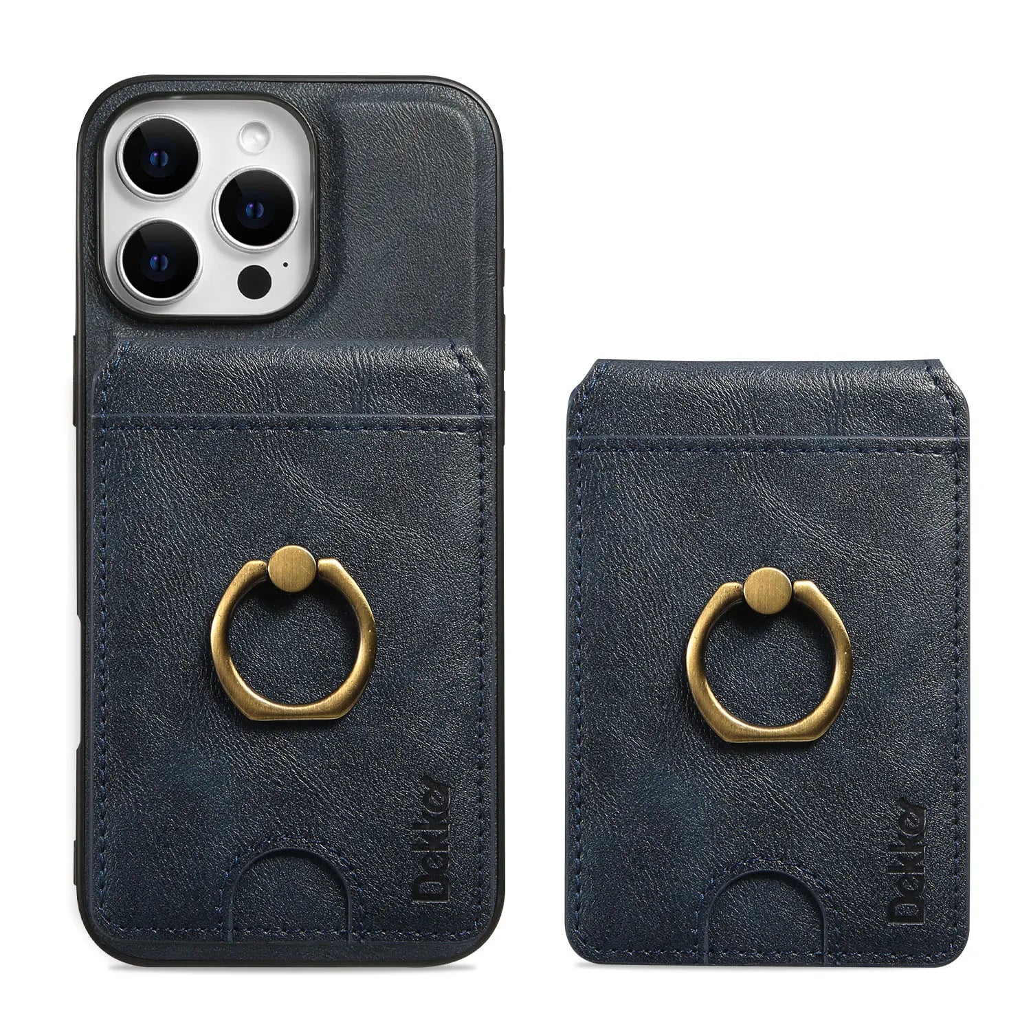 2-in-1 Leather Wallet Case with Detachable Vertical Card Slot and Ring Holder for iPhone 15 Series